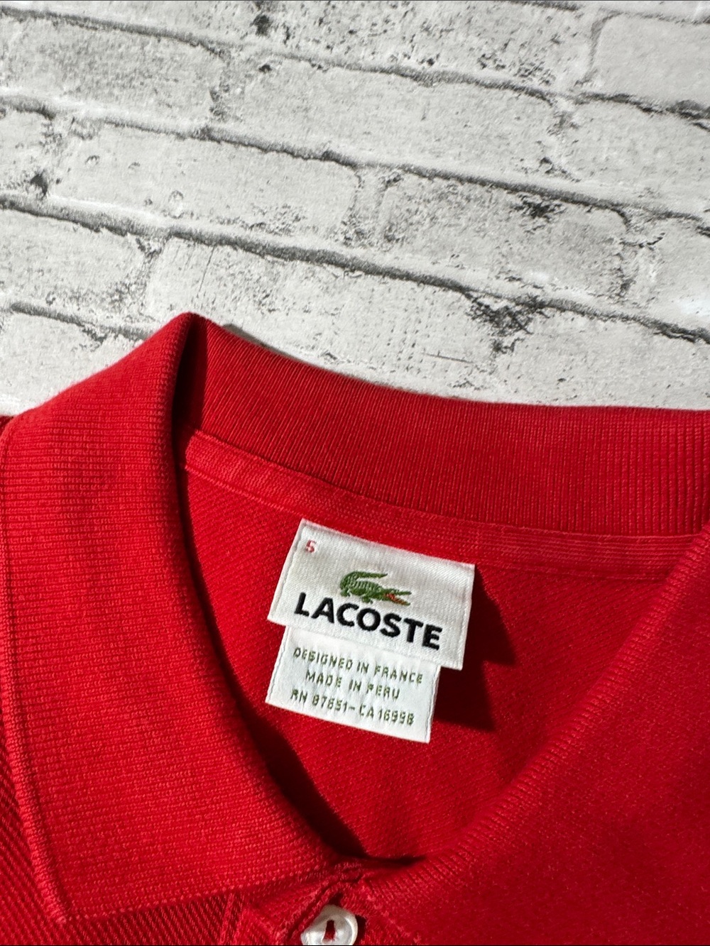 (Lot of 3) Lacoste mens 5 L Large red purple green classic polo shirt bundle EUC - Picture 5 of 10